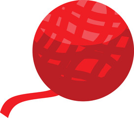 Poster - Red yarn ball with loose end, perfect for knitting or crochet projects