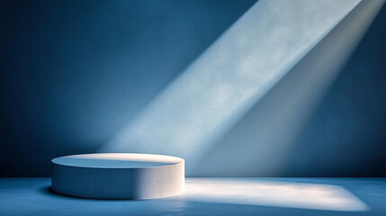 Poster - Elegant Blue Studio Product Display Platform Minimalist Modern Background Scene Wall Light Stage    