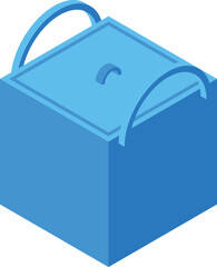 Poster - Isometric lunchbox with handles and lid, ideal for picnics, work, or school, keeping food fresh and ready to eat