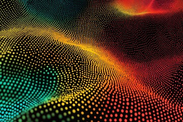 Poster - A burst of colored dots forming abstract shapes.