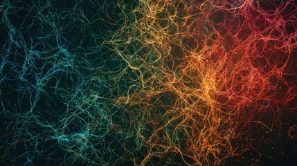 Poster - This vibrant display features intertwining lines in red, blue, and orange, creating an abstract representation of energy. The artwork evokes a sense of movement and flow
