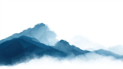 Poster - Serene Minimalist Blue and White Wave Cloud Pattern for Tranquil Design Projects