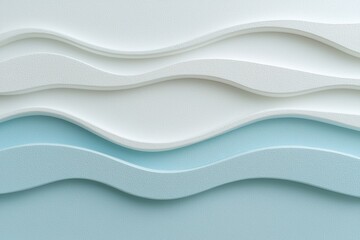 Poster - Minimalist Japanese Wave Pattern in Light Blue and White Tones for Tranquil Design