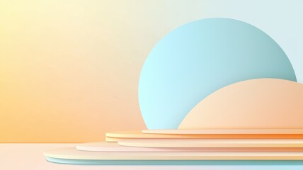 Poster - Modern Decorative Pastel Shapes with Gradients in Soft Colors and Design Elements