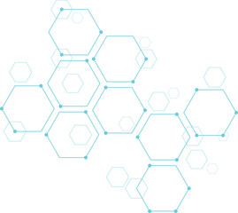 Fototapete - Blue hexagon concept design abstract technology background