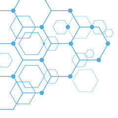 Fototapete - Abstract hexagon technology seamless pattern design for medical and science concept