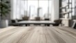 © Nice Seven - Empty Real Pine Wooden Table in Modern Interior with Bright Natural Light and Urban Background
