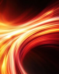 Poster - Dynamic light trails of red and orange waves on black background abstract graphic art -energy concept
