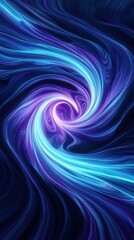 Poster - Futuristic light artistry radiant purple and cyan spirals on dark background abstract design digital environment