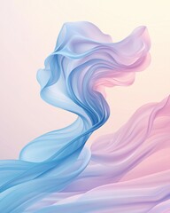 Poster - Ethereal soft pastel light trails creating dreamy loops and swirls on white background