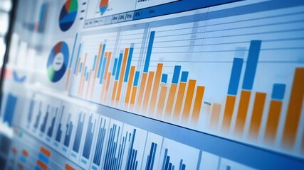 Poster - Business intelligence dashboard displaying colorful charts and graphs, providing valuable insights for data analysis and informed decision making in a modern business setting