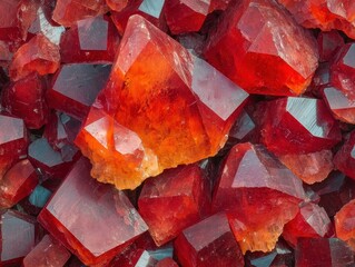 Poster - Vivid garnet crystals rich red tones natural textures artistic display close-up view bold and textured concept