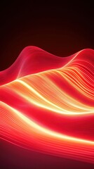 Poster - Wavelike motion trails of red and orange light on dark background abstract art digital design modern aesthetic