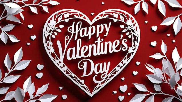 Concept of greeting cards, posters, holiday covers. Happy Valentine's Day greeting card with elegant red roses and hearts 