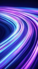 Poster - Dynamic radiant purple and cyan light streaks spiral abstract art dark background futuristic design digital art