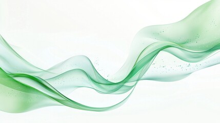 Poster - Flowing green lines on white background abstract design modern aesthetic minimalist graphic