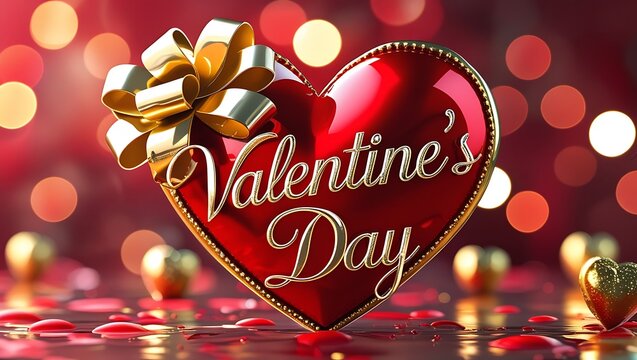Concept of greeting cards, posters, holiday covers. Happy Valentine's Day greeting card with elegant red roses and hearts