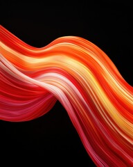 Poster - Dynamic flowing light trails in bold red and orange on black background energetic and dramatic visual art
