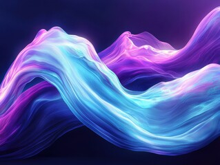 Poster - Flowing pastel light streaks abstract art digital design vibrant and serene atmosphere soft focus smooth textures