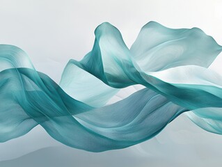 Poster - Elegant flowing teal wave design on soft gray background abstract art digital calm environment minimalist concept