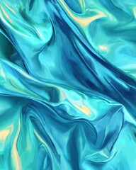 Poster - Futuristic texture of anodized titanium dynamic blue and green hues abstract art digital environment close-up view