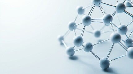 Poster - Molecular network visualization in gray on white gradient background scientific study laboratory environment professional vibe