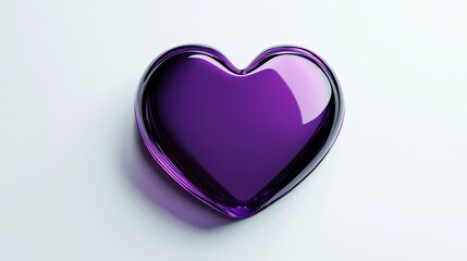 Wall Mural - 3D purple heart icon on a white background.