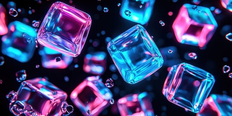 Aufkleber - Bunch of cubes with blue and pink colors