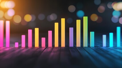 Poster - Abstract Futuristic Bar Chart with Colorful Elements Representing Business Growth
