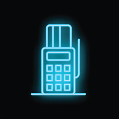 Poster - Neon style icon of a credit card being inserted into a pos terminal