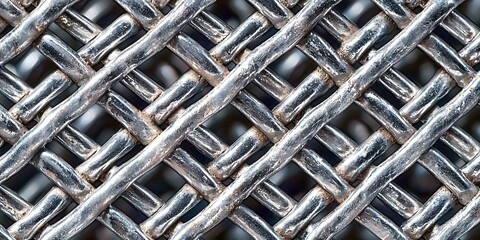 Close up of a silver mesh