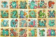 © vector_master - Cartoon Summer season Monsters Lettering Typeface. AI generated illustration