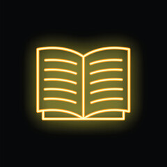 Poster - Open book with glowing neon light for your projects about education, literature, reading