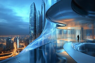 Aufkleber - Futuristic holographic cityscapes