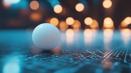 Leinwandbilder - Abstract technology background with a white sphere and bokeh lights effect