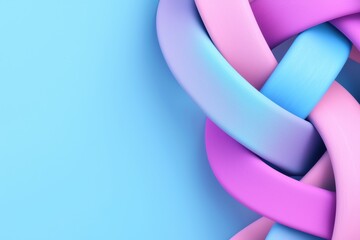 Poster - Abstract Digital 3D Flowing Ribbons in Purple and Blue Against a Light Background