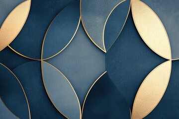 Poster - Abstract Blue and Gold Geometric Background with Circular Patterns and Texture