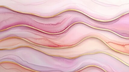 Poster - Elegant Pastel Watercolor Background with Soft Pink Hues and Fluid Waves