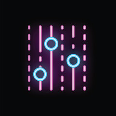 Poster - Vibrant neon icon depicting an audio mixing console, symbolizing sound engineering and music production