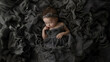 © Svitlana - Newborn girl sleeps in gray dress