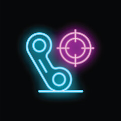 Poster - Neon icon of a gamepad with target, representing a gamer targeting an opponent