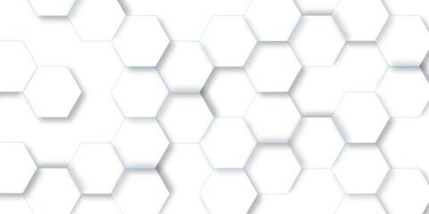Poster - Abstract hexagon background. Futuristic abstract honeycomb mosaic white technology background. Surface polygon pattern with glowing hexagon paper texture and futuristic business. graphic concept.	
