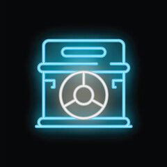 Poster - blue neon sign of a washing machine on a black background
