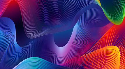 Poster - Bright gradient color abstract line pattern background cover design, generative ai