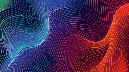 Poster - Bright gradient color abstract line pattern background cover design, generative ai