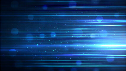 Wall Mural - abstract background with blue gradient light streaks on black, glowing blurred motion effect, glowin