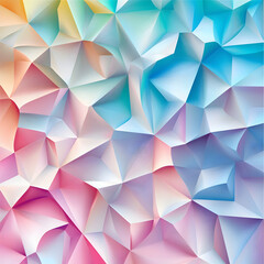 Poster - Abstract Geometric Pattern: A vibrant and playful abstract pattern featuring a captivating geometric design with an iridescent, holographic effect, using an array of colors like pink, blue, yellow.