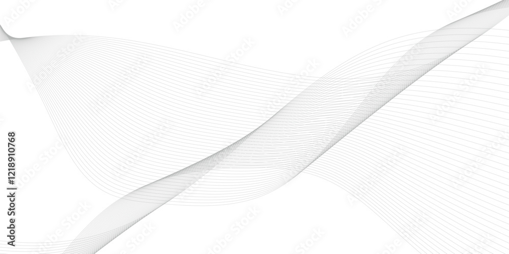 Abstract wavy grey lines stream element for design on white background ...