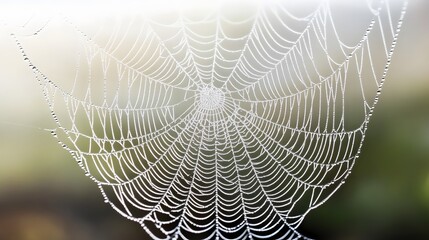 Dew-Covered Spiderweb Nature Macro Photography