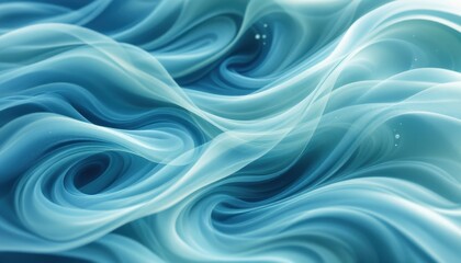 Poster - abstract swirling ocean waves in shades of blue and green